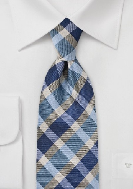 Preppy Plaid Tie in Blues