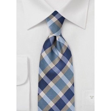 Preppy Plaid Tie in Blues