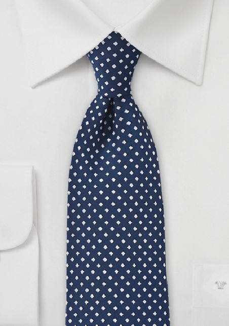 Midnight Blue Tie with Silver Diamonds