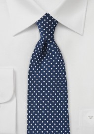Midnight Blue Tie with Silver Diamonds