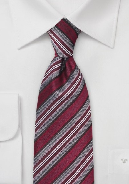 Graphic Tie in Reds and Greys