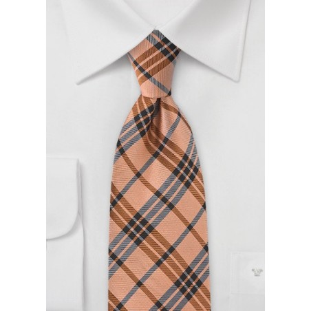 Graphic Tangerine Plaid Tie