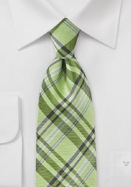 Plaid Tie in a Bright Lime