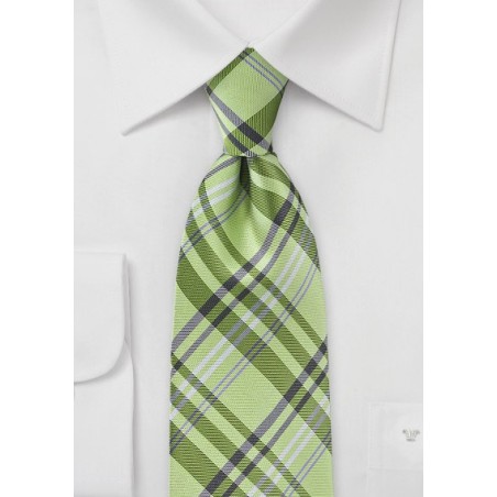 Plaid Tie in a Bright Lime