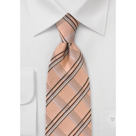 Modern Plaid Tie in Vintage Peach