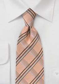 Modern Plaid Tie in Vintage Peach