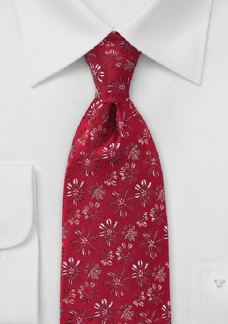 Modern Embroidered Tie in Cranberry