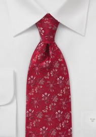 Modern Embroidered Tie in Cranberry