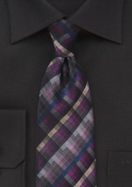 Purple, Pink, Gray Checkered Tie