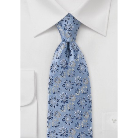 Vintage Blue Tie with Flowers