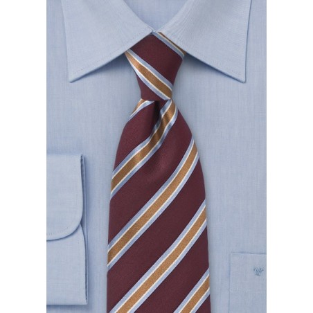 Burgundy Tie with Copper Stripes