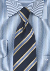 Classic Striped Tie in Navy and Yellow