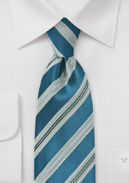 Striped Tie in Teal and Limes