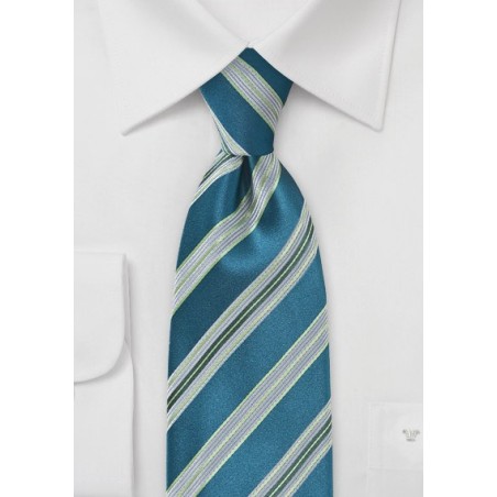 Striped Tie in Teal and Limes