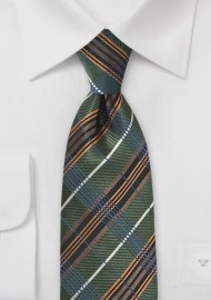 Graphic Plaid Tie in Hunter Green