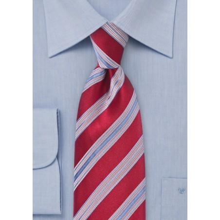 Striped Tie in Red and Blue