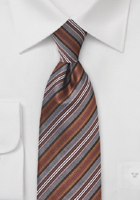Striped Tie in Bronzes and Blacks