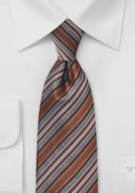 Striped Tie in Bronzes and Blacks