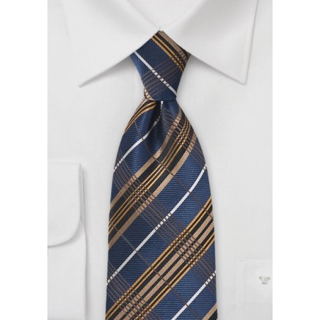 Graphic Plaid in Navy and Egyptian Gold