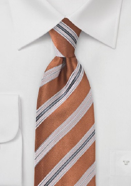 Traditional Striped Tie in Vintage Orange