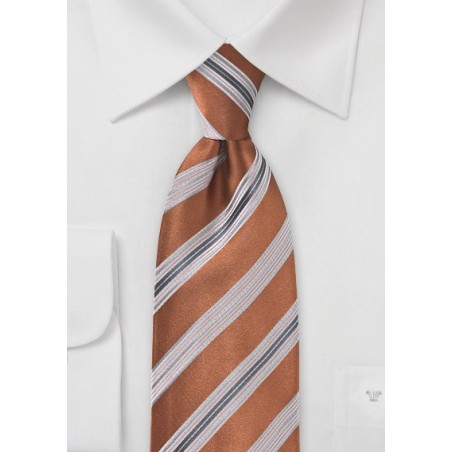 Traditional Striped Tie in Vintage Orange