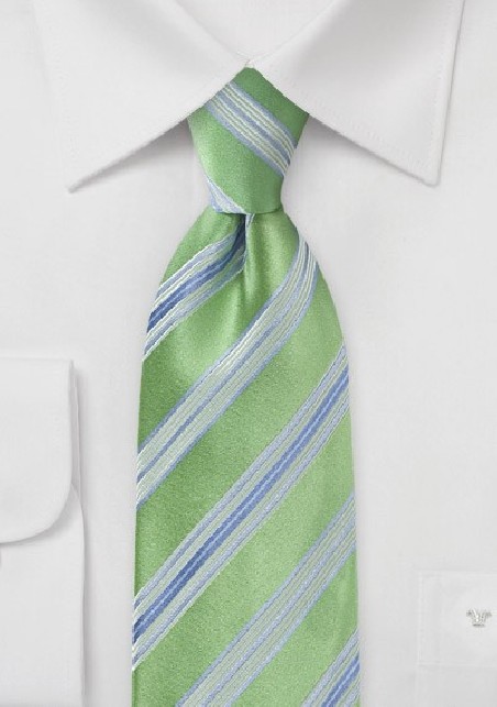 Striped Tie in Spring Green and Lilac