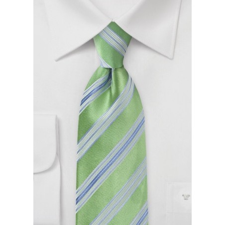 Striped Tie in Spring Green and Lilac