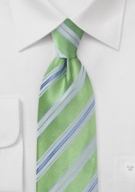 Striped Tie in Spring Green and Lilac