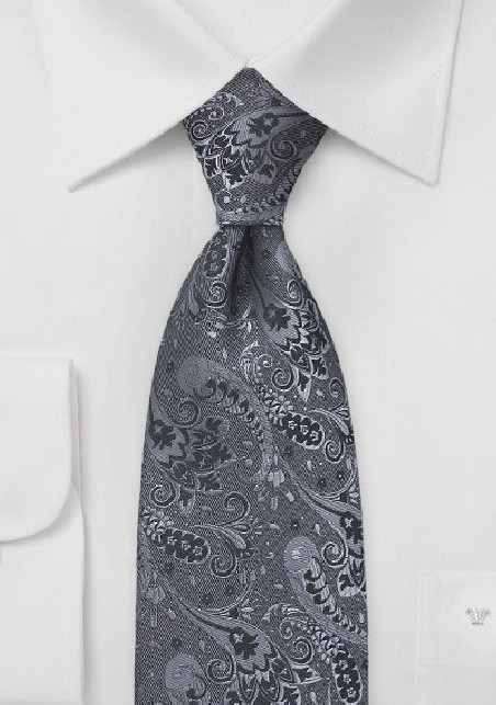 Art Deco Floral Tie in Charcoals