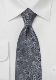 Art Deco Floral Tie in Charcoals