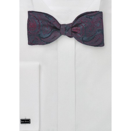 Regal Paisley Bow Tie in Navy