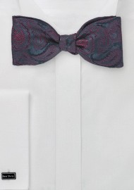Regal Paisley Bow Tie in Navy