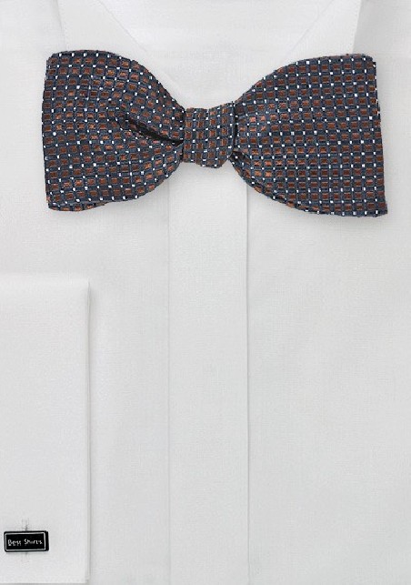 Retro Bow Tie in Navy and Bronze