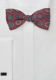 Traditionally Patterned Burgundy Bow Tie