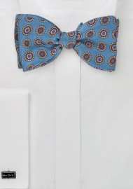 Emblem Patterned Bow Tie in Brocade Blue