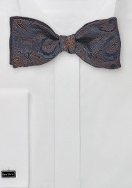 Navy Blue Bow Tie with Copper Accents