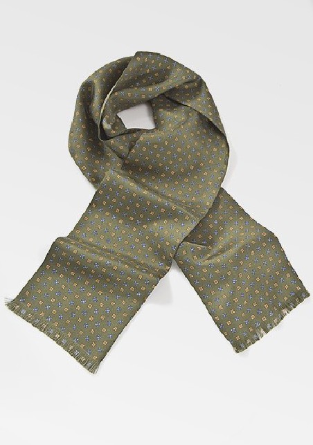 Traditonal Patterned Scarf in Dark Green