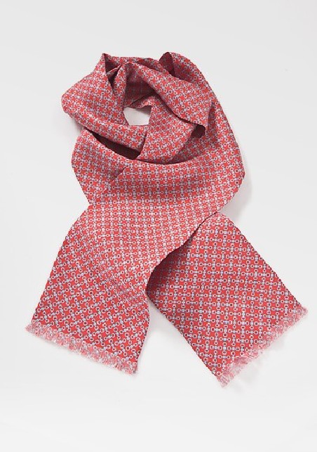 Silk Scarf in Corals and Blues