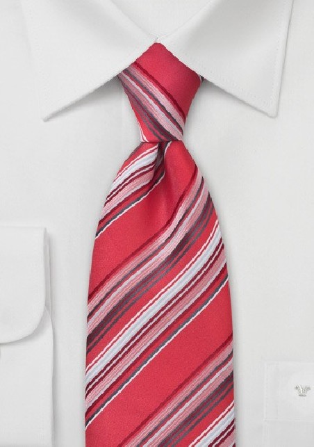 Coral Red Striped Mens Tie in XL