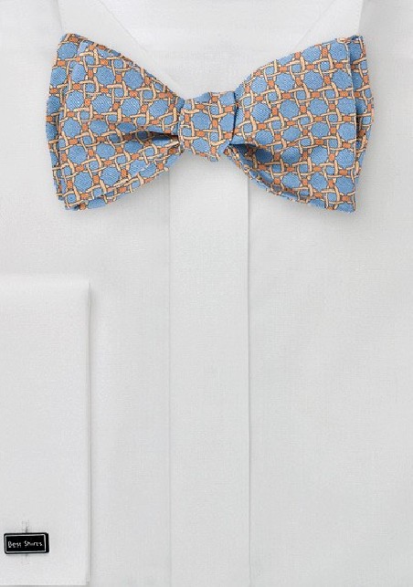 Graphic Tie in Aquas and Oranges
