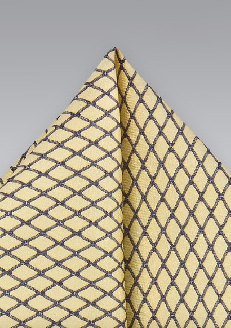 Patterned Pocket Square in Yellow and Blue