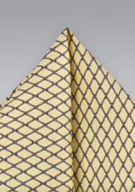 Patterned Pocket Square in Yellow and Blue