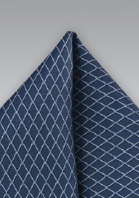 Patterned Pocket Square in Navy and Silver
