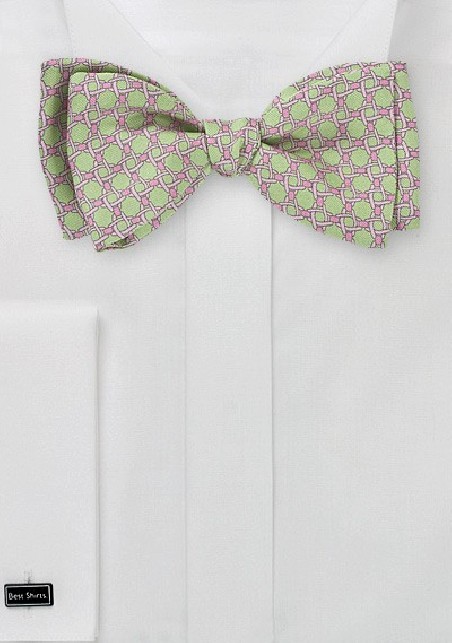 Lime Green and Pink Bow Tie