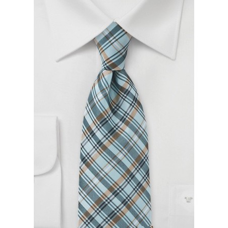 Plaid Tie in Muted Aqua