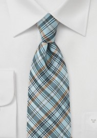 Plaid Tie in Muted Aqua