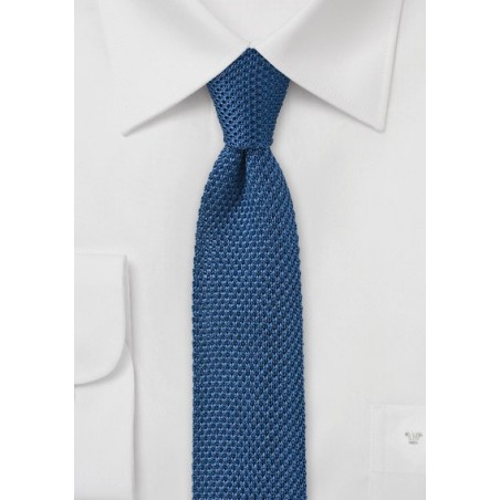 Knitted Tie in Marine Blue