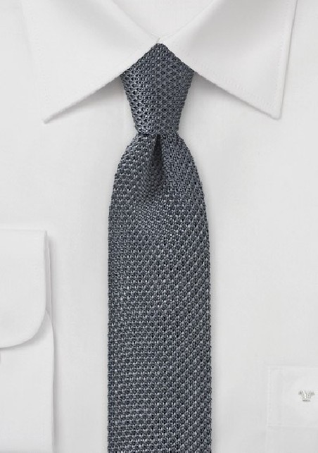 Charcoal Gray Knitted Skinny Tie