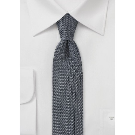 Charcoal Gray Knitted Skinny Tie