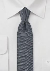 Charcoal Gray Knitted Skinny Tie